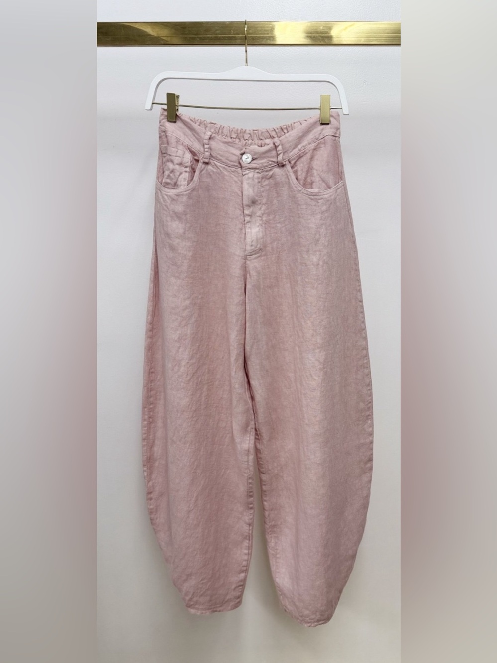 (155163/E11441-BLS) LINEN BARREL PANTS